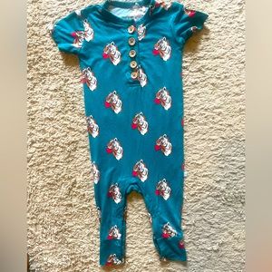 Posh Peanut Button Down Romper. Size 9-12 mo. Used-Like new. Unique Tiger Print.